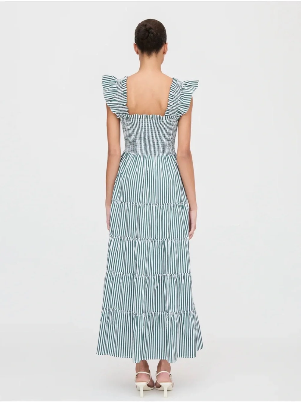 NWT!! Hill House Striped Green and White Maxi Dress - Picture 2 of 11